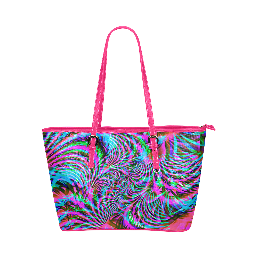 EDM Fractal Burst Leather Tote Bag/Small (Model 1651)