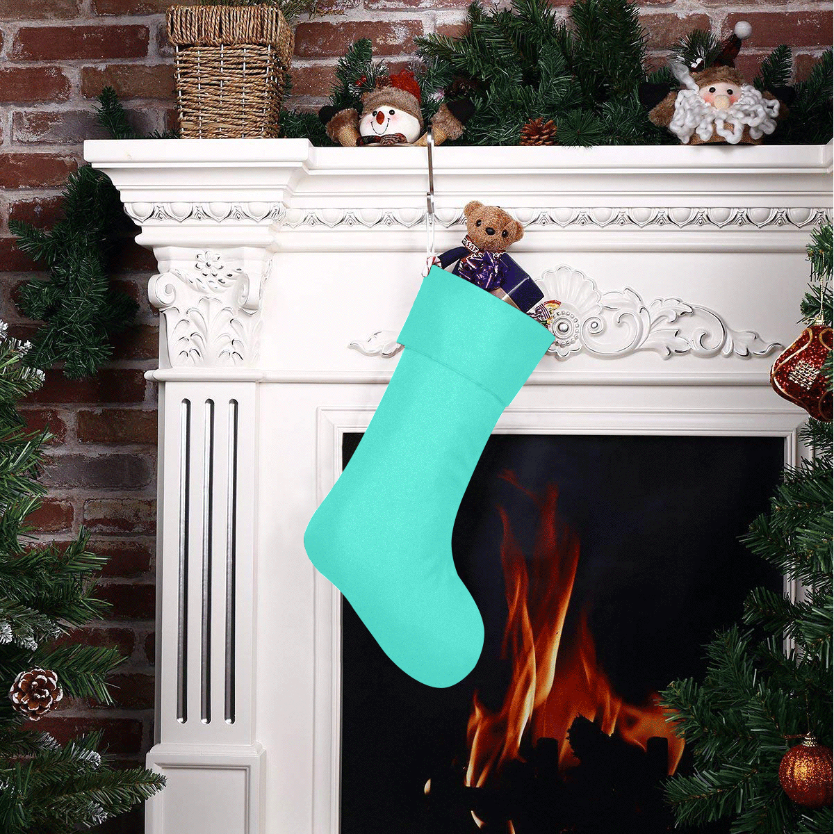 color turquoise Christmas Stocking