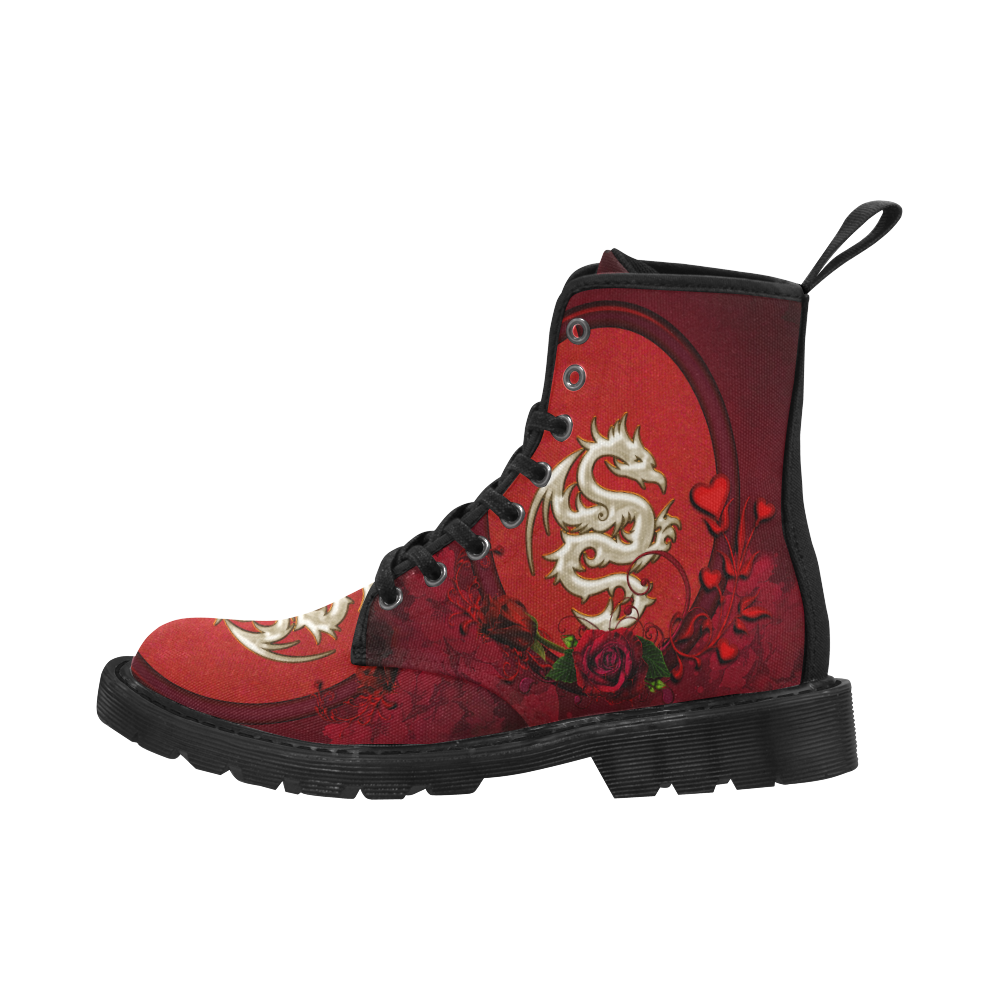 The dragon with roses Martin Boots for Men (Black) (Model 1203H)