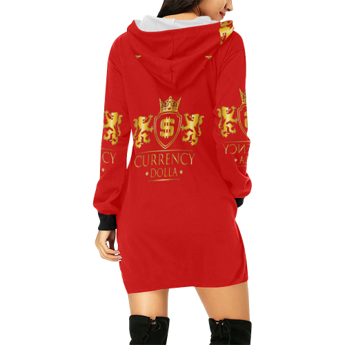 CURRENCY_DOLLA All Over Print Hoodie Mini Dress (Model H27)