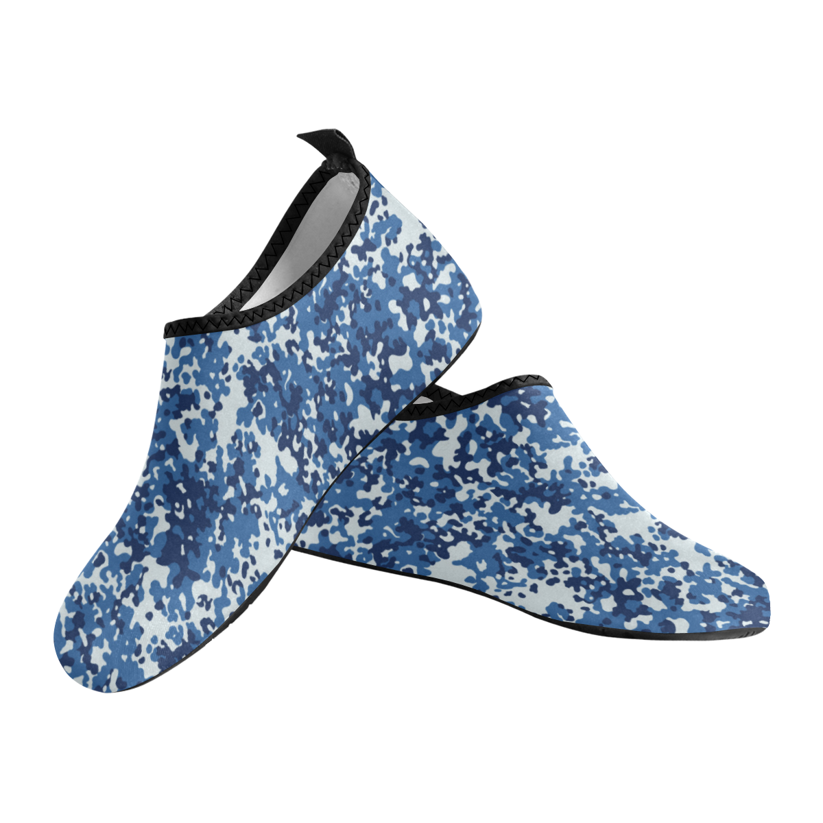 Digital Blue Camouflage Women's Slip-On Water Shoes (Model 056)