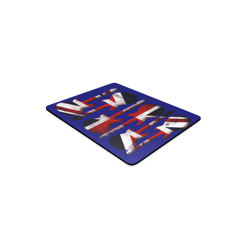 Union Jack British UK Flag Guitars Blue Rectangle Mousepad