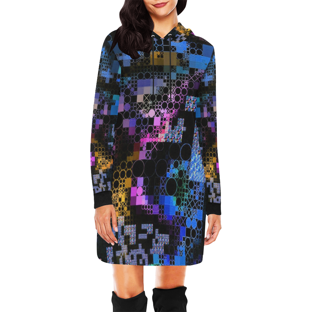 funny mix of shapes 1B by JamColors All Over Print Hoodie Mini Dress (Model H27)
