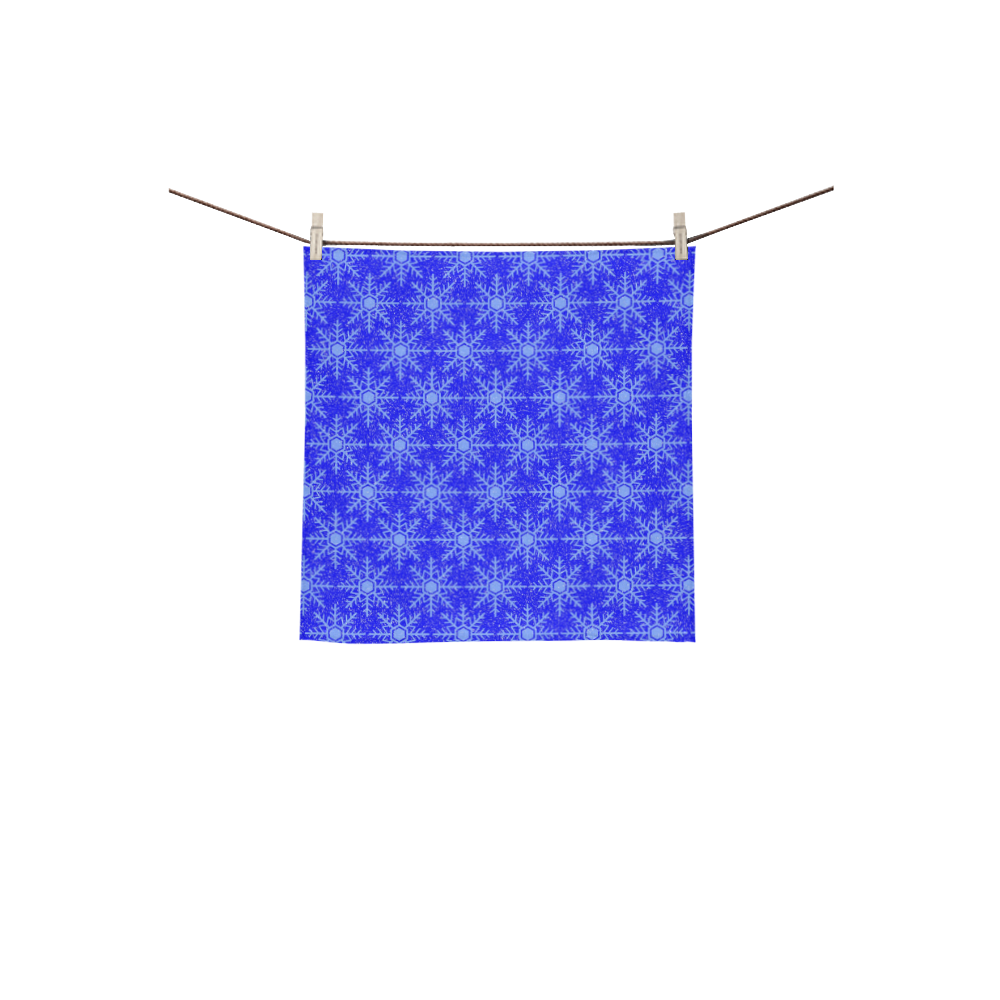 Blue Snowflakes Square Towel 13“x13”