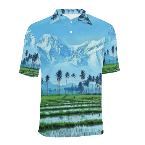 Everest snow Men's All Over Print Polo Shirt (Model T55)