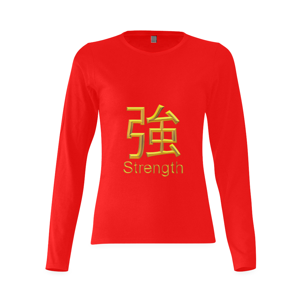 v-Golden Asian Symbol for Strength Sunny Women's T-shirt (long-sleeve) (Model T07)