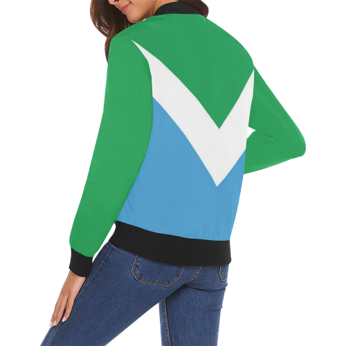 Vegan Flag All Over Print Bomber Jacket for Women (Model H19)
