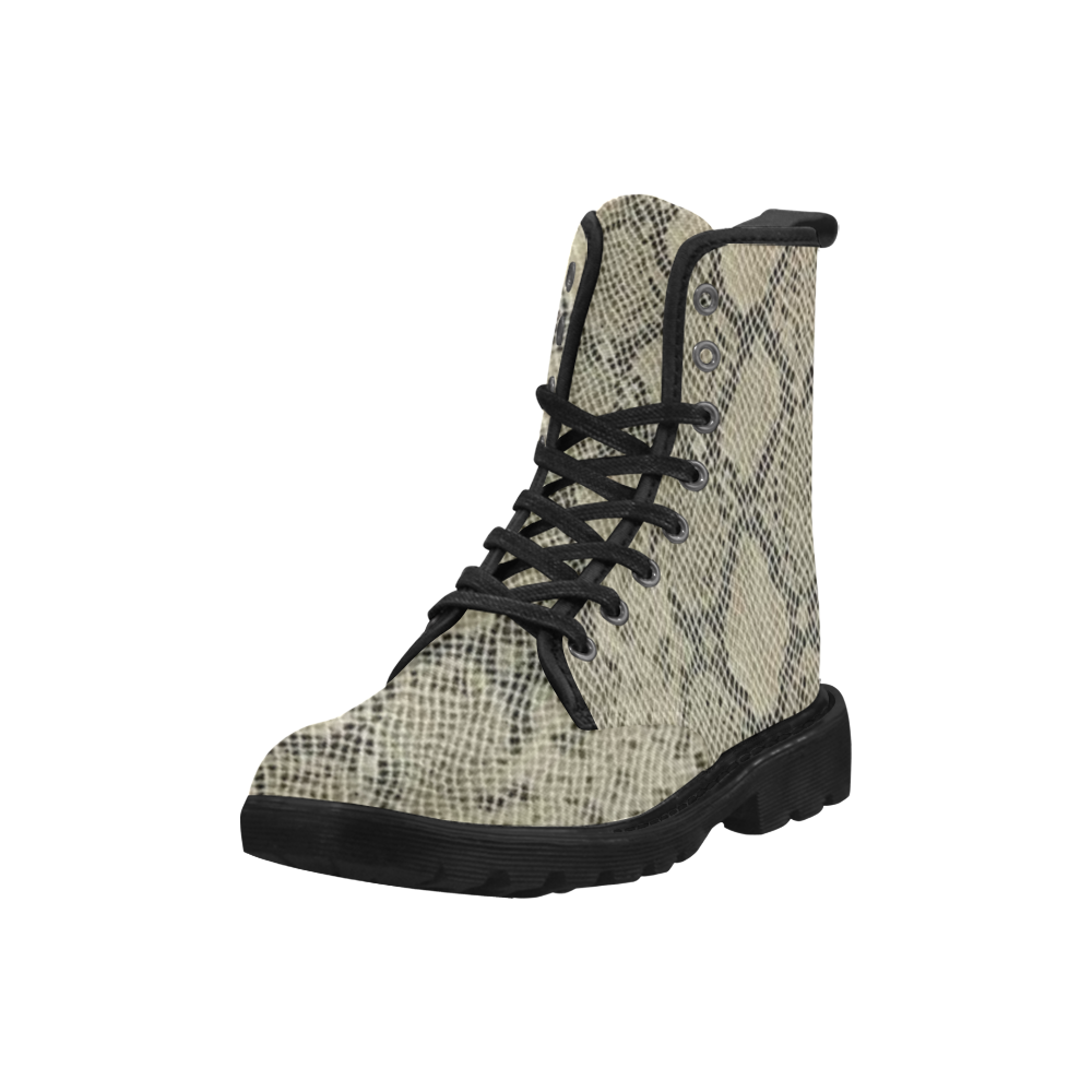 Snakeskin Pattern Lt Brown Martin Boots for Women (Black) (Model 1203H)