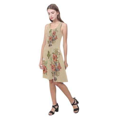 flowers are in leather Atalanta Casual Sundress(Model D04)
