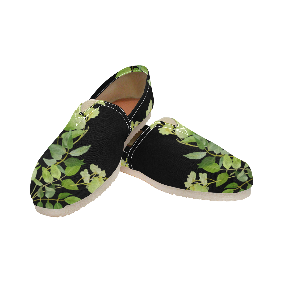 Yellow tiny flower with shadow- floral watercolor Women's Classic Canvas Slip-On (Model 1206)
