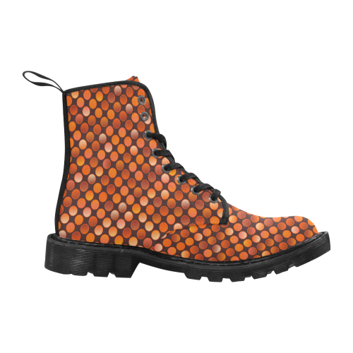 Disco orange dots Women's Martin Boots Martin Boots for Men (Black) (Model 1203H)
