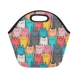 Cartoon Cat Pattern Neoprene Lunch Bag/Small (Model 1669)