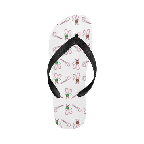 Christmas Candy Canes with Bows Flip Flops for Men/Women (Model 040)