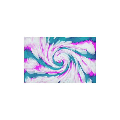 Turquoise Pink Tie Dye Swirl Abstract Area Rug 2'7"x 1'8‘’
