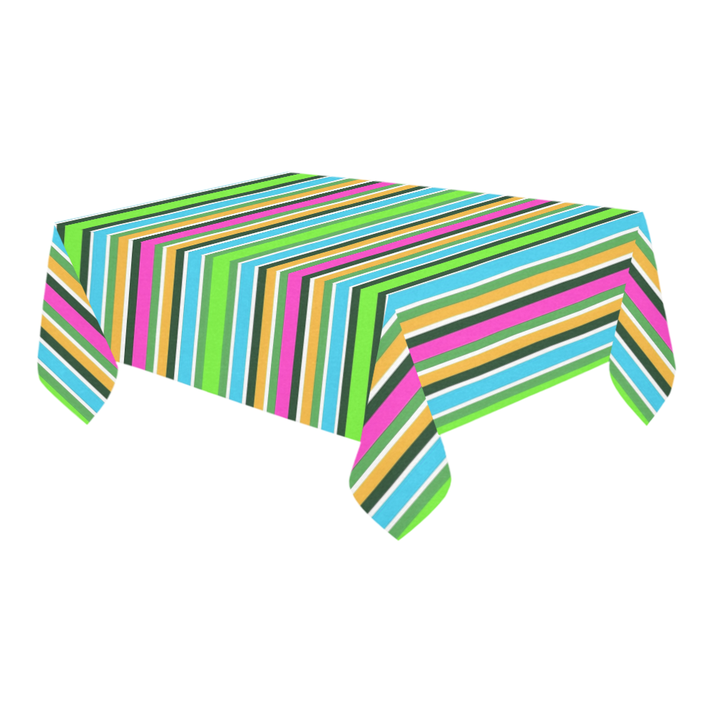 Vivid Colored Stripes 3 Cotton Linen Tablecloth 60" x 90"