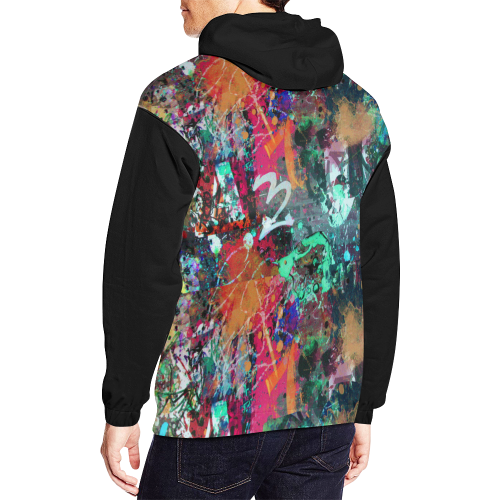 Graffiti Wall and Paint Splatter (Vest Style) All Over Print Hoodie for Men (USA Size) (Model H13)