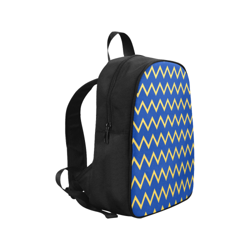 chevron Jaune/Bleu Fabric School Backpack (Model 1682) (Medium)