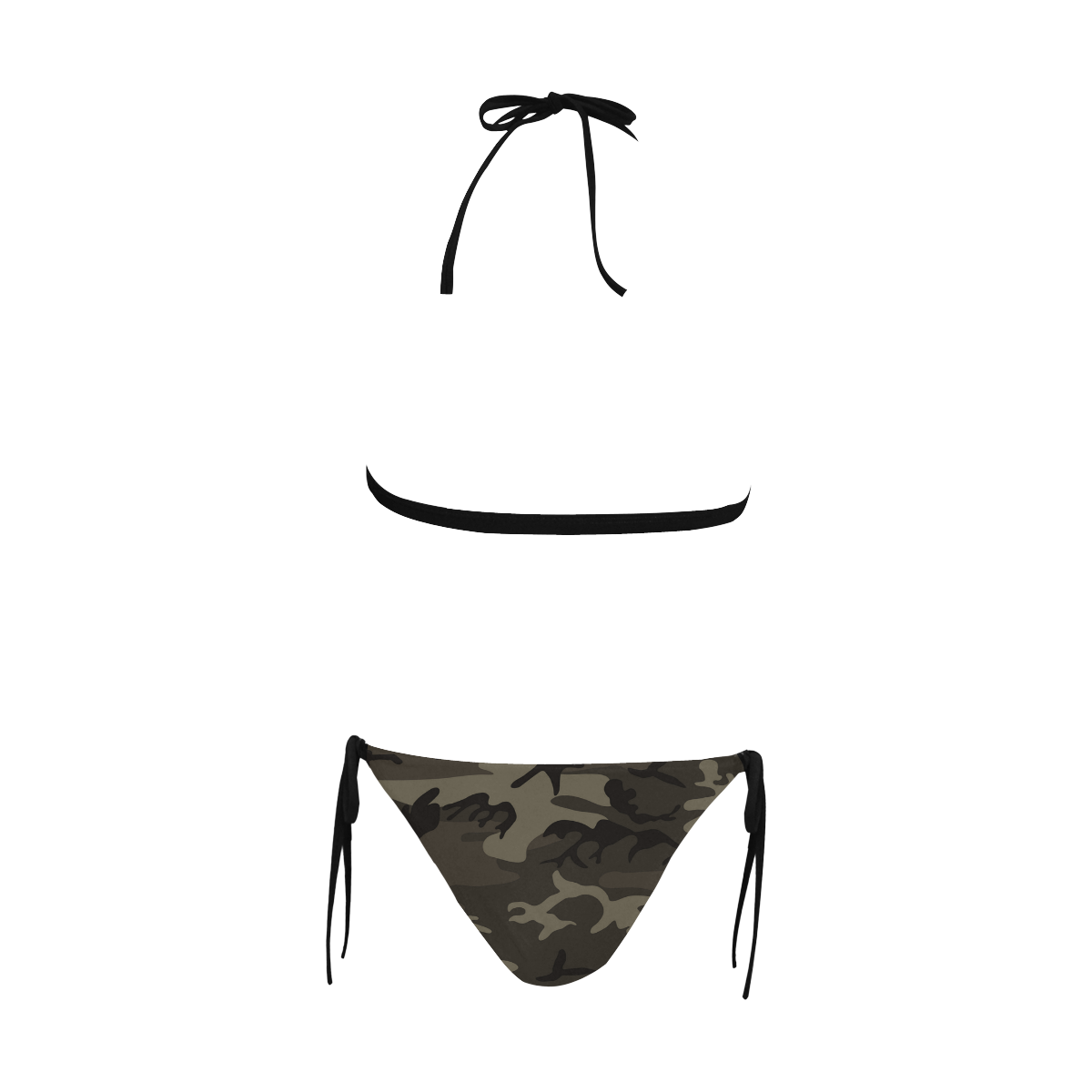 Camo Grey Buckle Front Halter Bikini Swimsuit (Model S08)