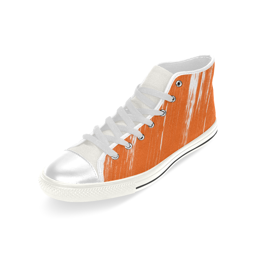 mens high top canvas orange paint splatter Men’s Classic High Top Canvas Shoes (Model 017)