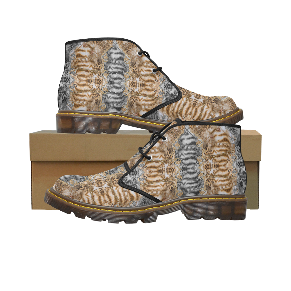 Luxury Abstract Design Women's Canvas Chukka Boots (Model 2402-1)