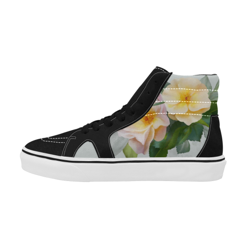 Wild Roses, floral watercolor Women's High Top Skateboarding Shoes (Model E001-1)