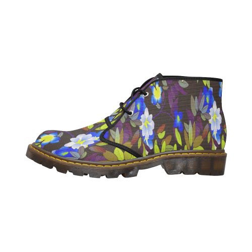 FLORAL DESIGN 1 Women's Canvas Chukka Boots/Large Size (Model 2402-1)