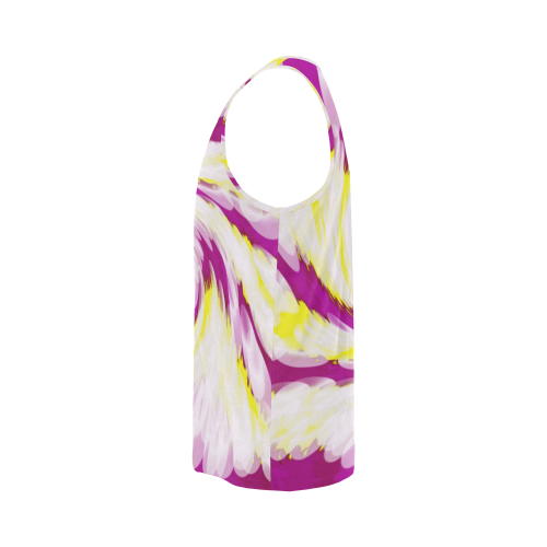 Pink Yellow Tie Dye Swirl Abstract All Over Print Tank Top for Men (Model T43)