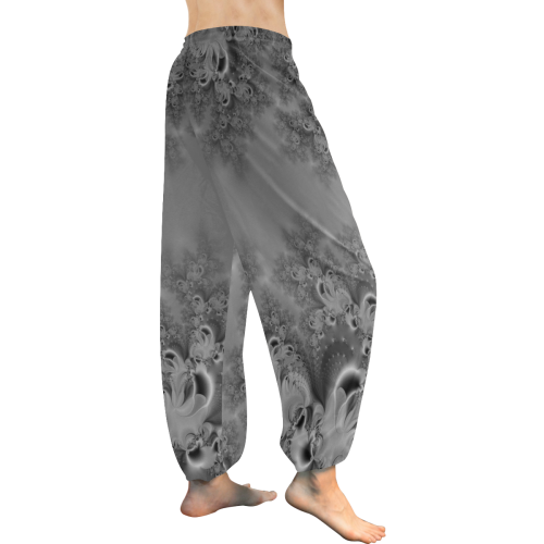 Silvery Moon Frost Fractal Abstract Women's All Over Print Harem Pants (Model L18)