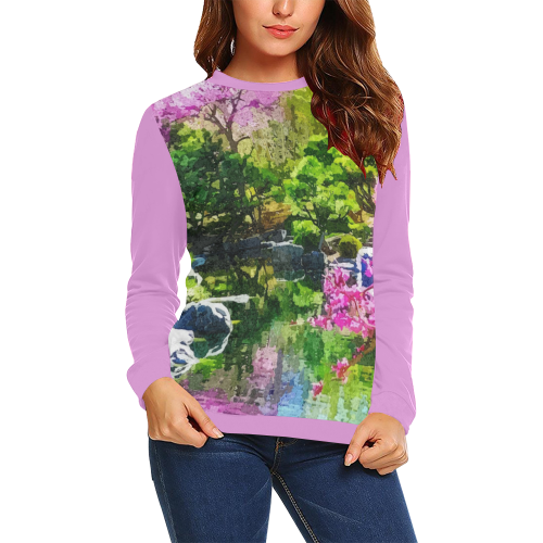 oriental garden All Over Print Crewneck Sweatshirt for Women (Model H18)