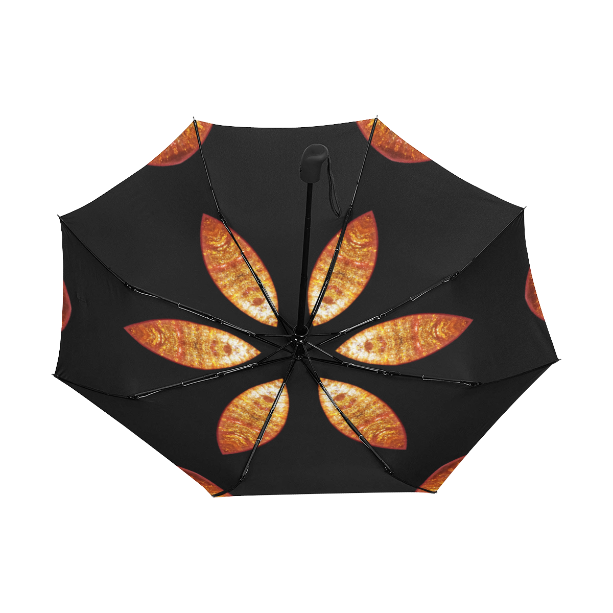 Black and Orange Cabochons Anti-UV Auto-Foldable Umbrella (Underside Printing) (U06)