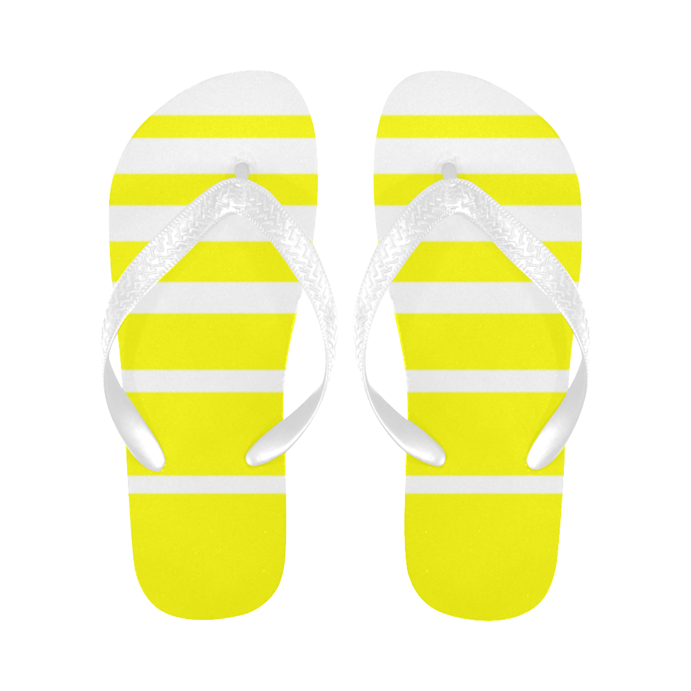 Yellow and White Stripes Flip Flops for Men/Women (Model 040)