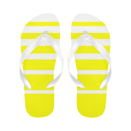 Yellow and White Stripes Flip Flops for Men/Women (Model 040)