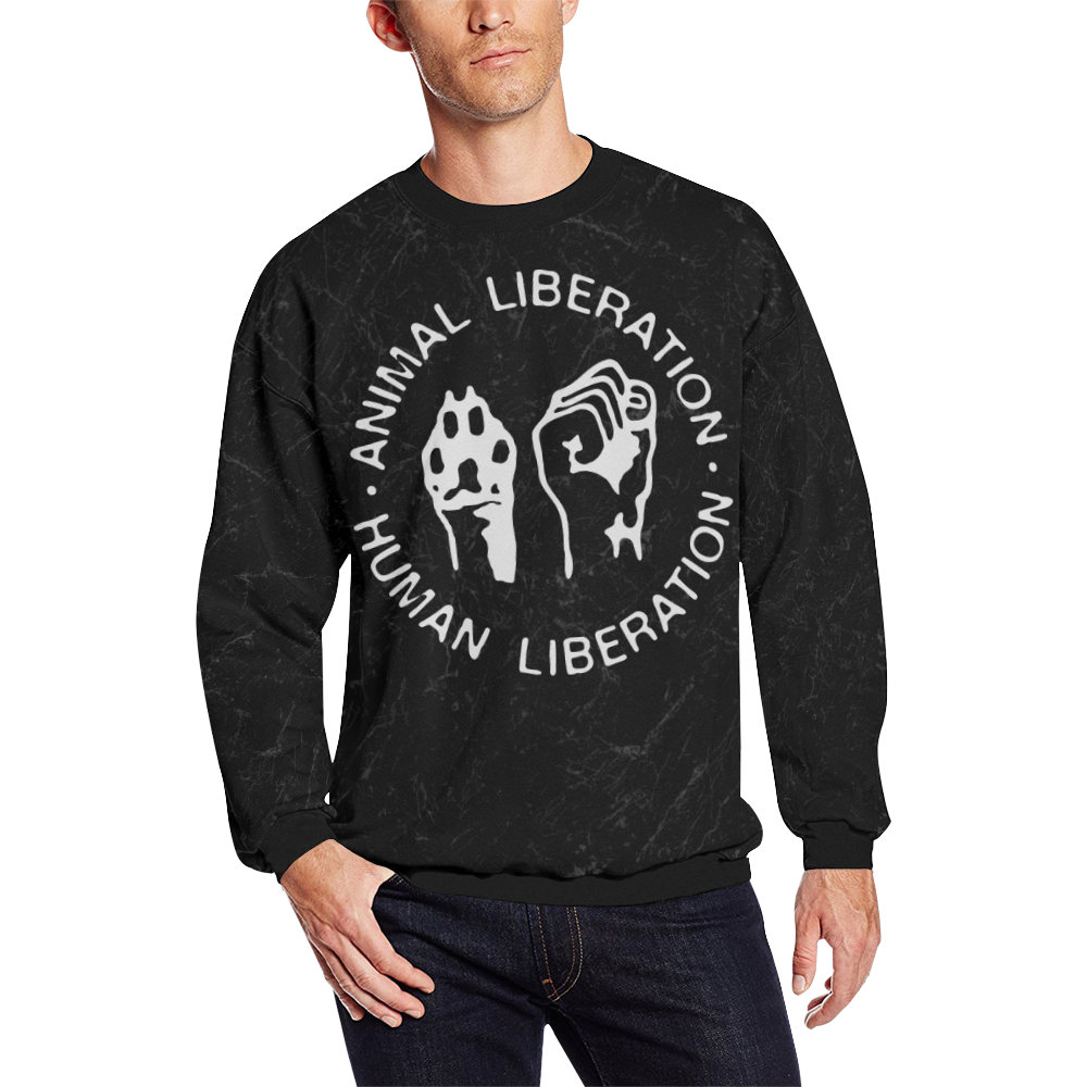Animal Liberation, Human Liberation Men's Oversized Fleece Crew Sweatshirt (Model H18)