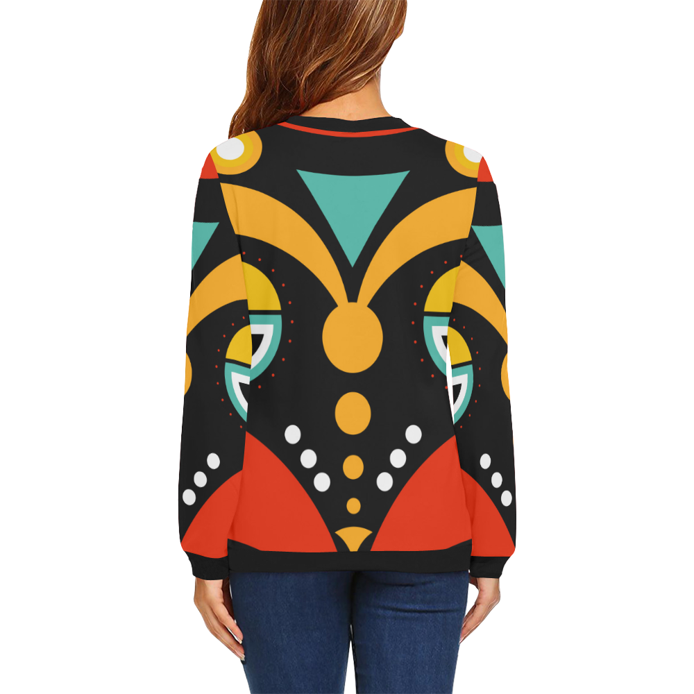 african traditional All Over Print Crewneck Sweatshirt for Women (Model H18)