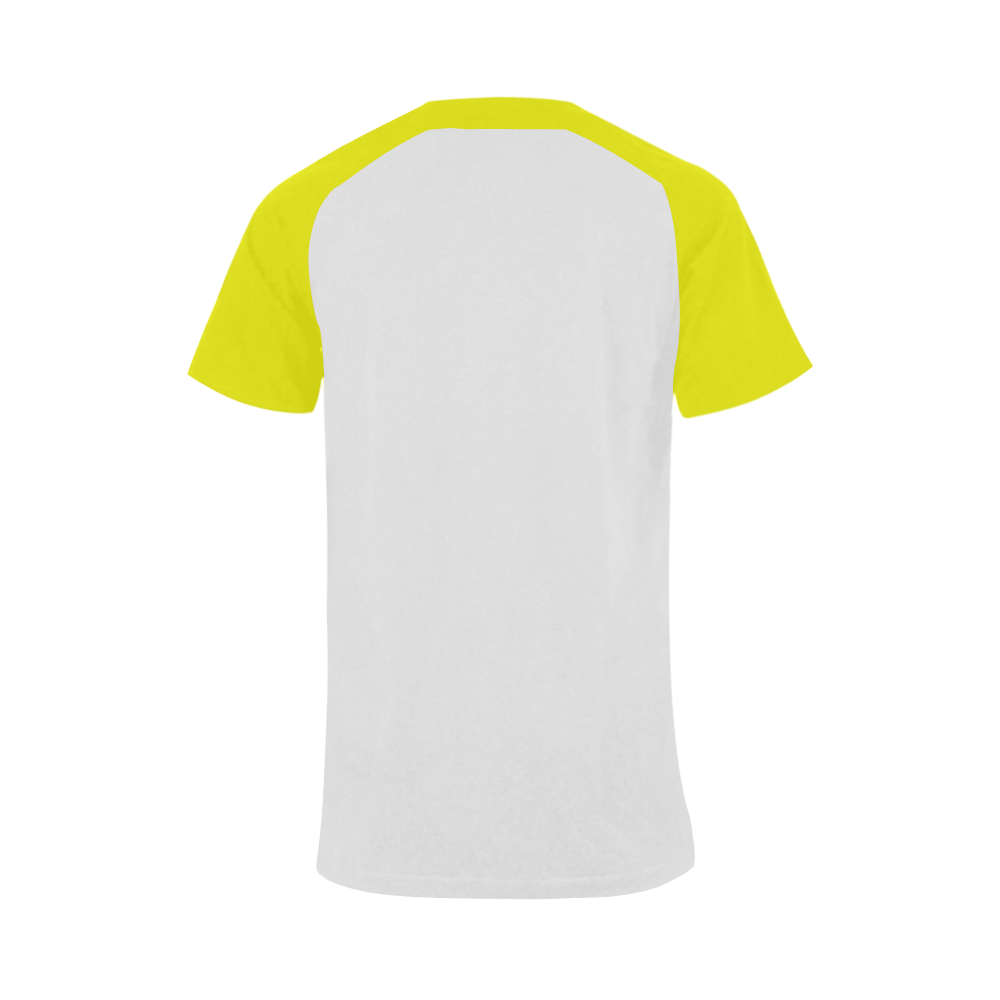 Finger Heart / Yellow Men's Raglan T-shirt Big Size (USA Size) (Model T11)