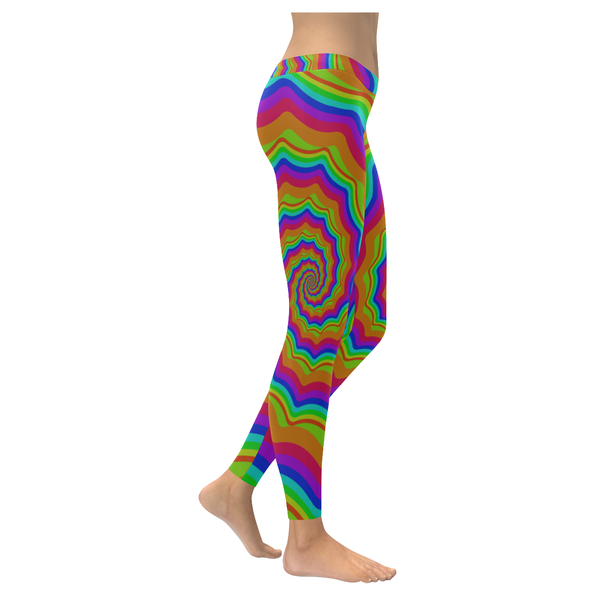 Rainbow spiral Women's Low Rise Leggings (Invisible Stitch) (Model L05)