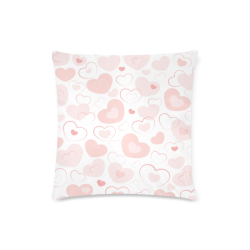 Pastel Pink Hearts Custom Zippered Pillow Case 16"x16"(Twin Sides)