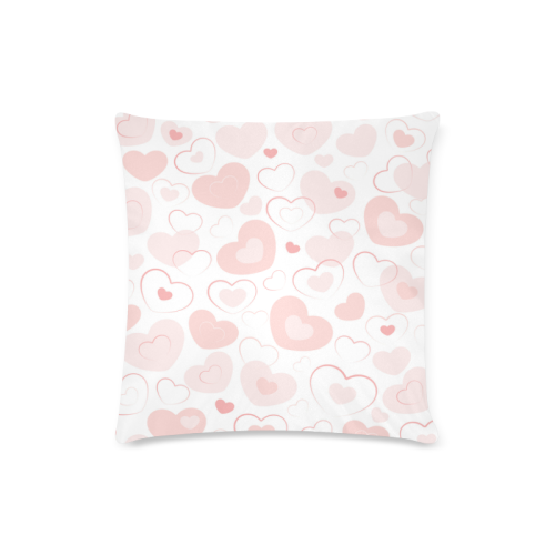 Pastel Pink Hearts Custom Zippered Pillow Case 16"x16"(Twin Sides)
