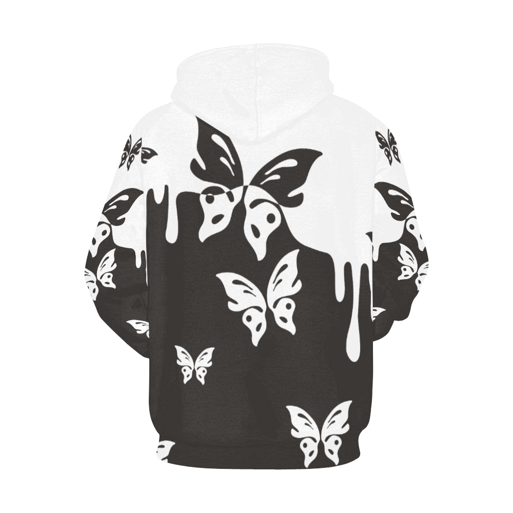 Animals Nature - Splashes Tattoos with Butterflies All Over Print Hoodie for Women (USA Size) (Model H13)
