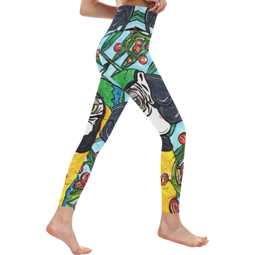 Max the Macaw leggings high waist Women's All Over Print High-Waisted Leggings (Model L36)