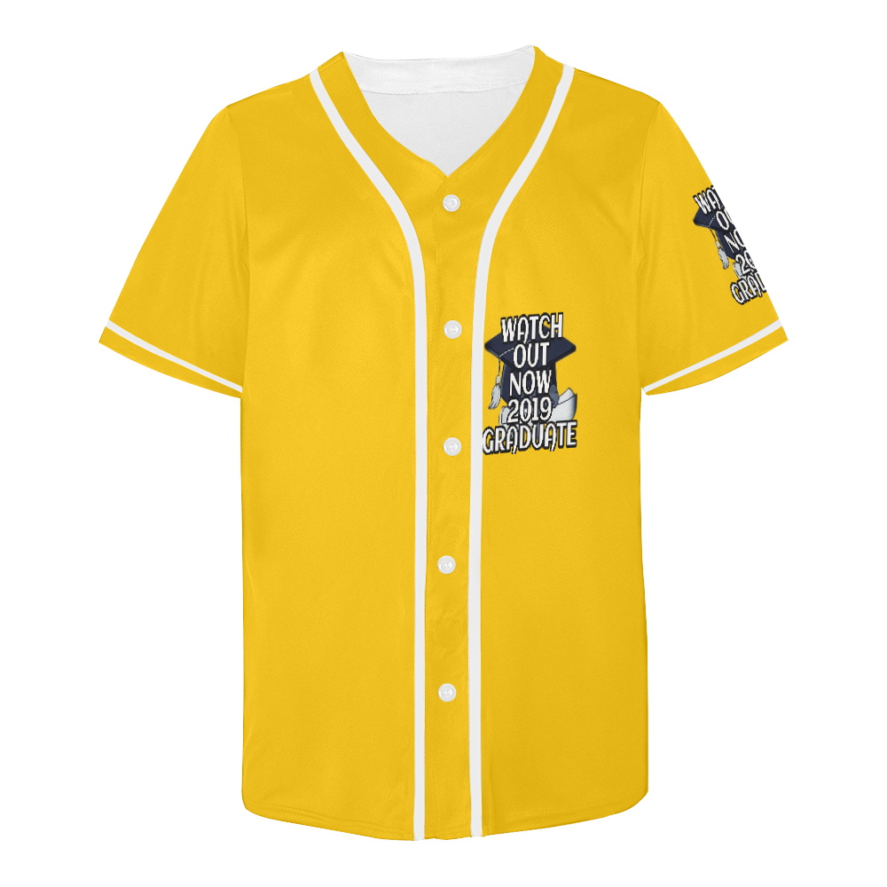 2019 Graduate Yellow All Over Print Baseball Jersey for Men (Model T50)