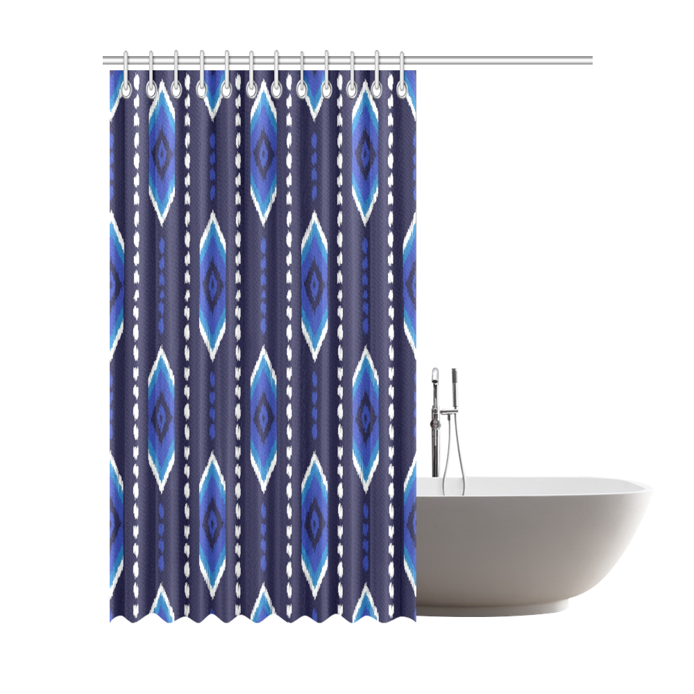 Aztec Design Blue Shower Curtain 72"x84"
