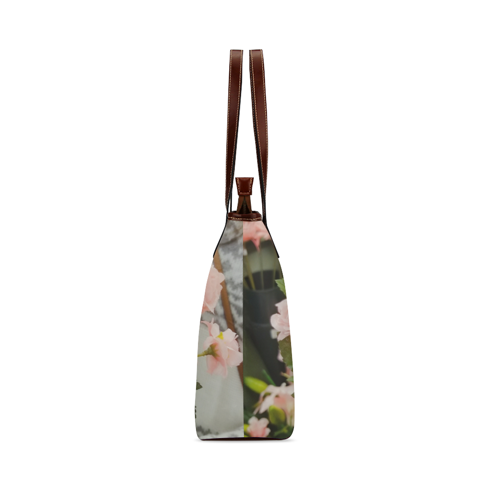 Purple Blossom Shoulder Tote Bag (Model 1646)
