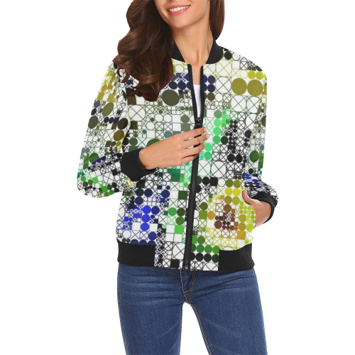 funny mix of shapes  by JamColors All Over Print Bomber Jacket for Women (Model H19)