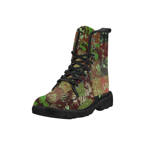 Foliage Patchwork #4 by Jera Nour Martin Boots for Women (Black) (Model 1203H)