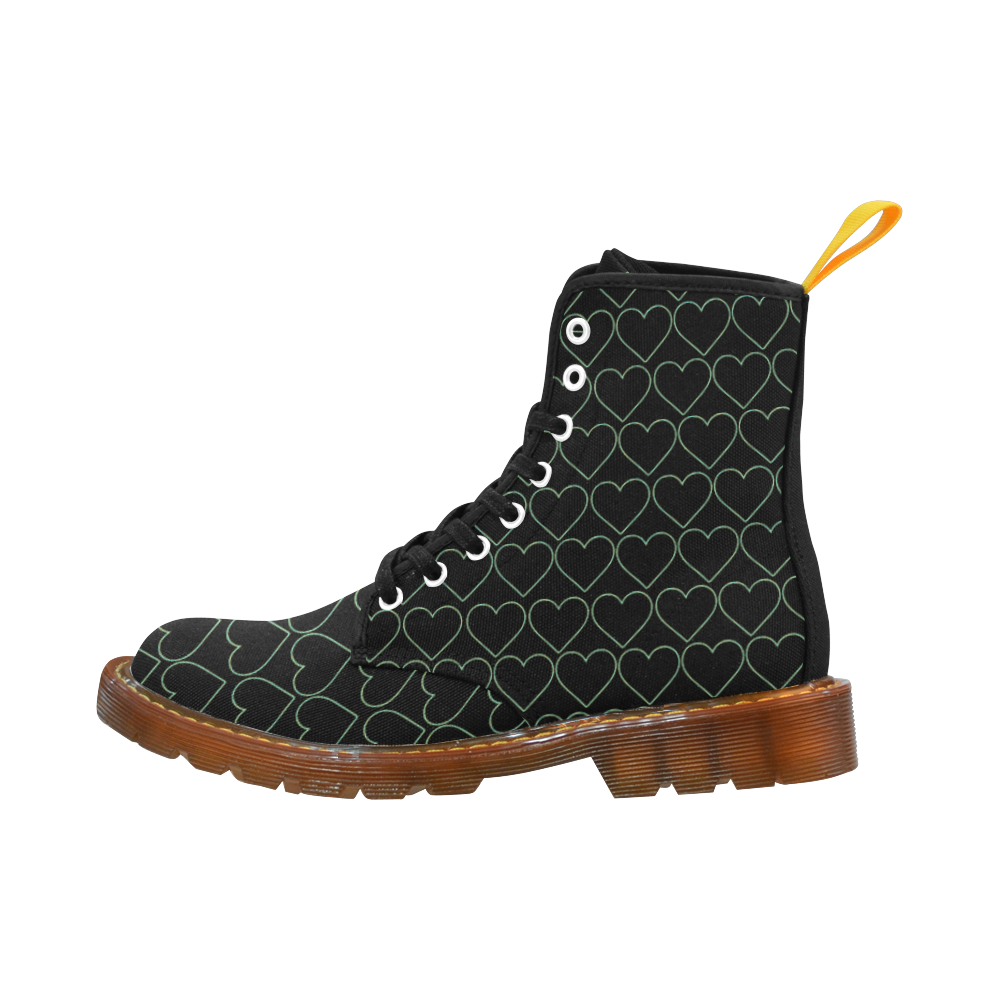 Hearts green black Martin Boots For Women Model 1203H