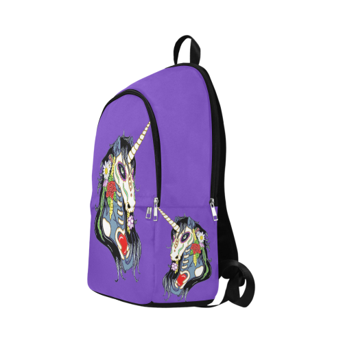 Spring Flower Unicorn Skull Purple Fabric Backpack for Adult (Model 1659)