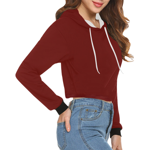 color blood red All Over Print Crop Hoodie for Women (Model H22)
