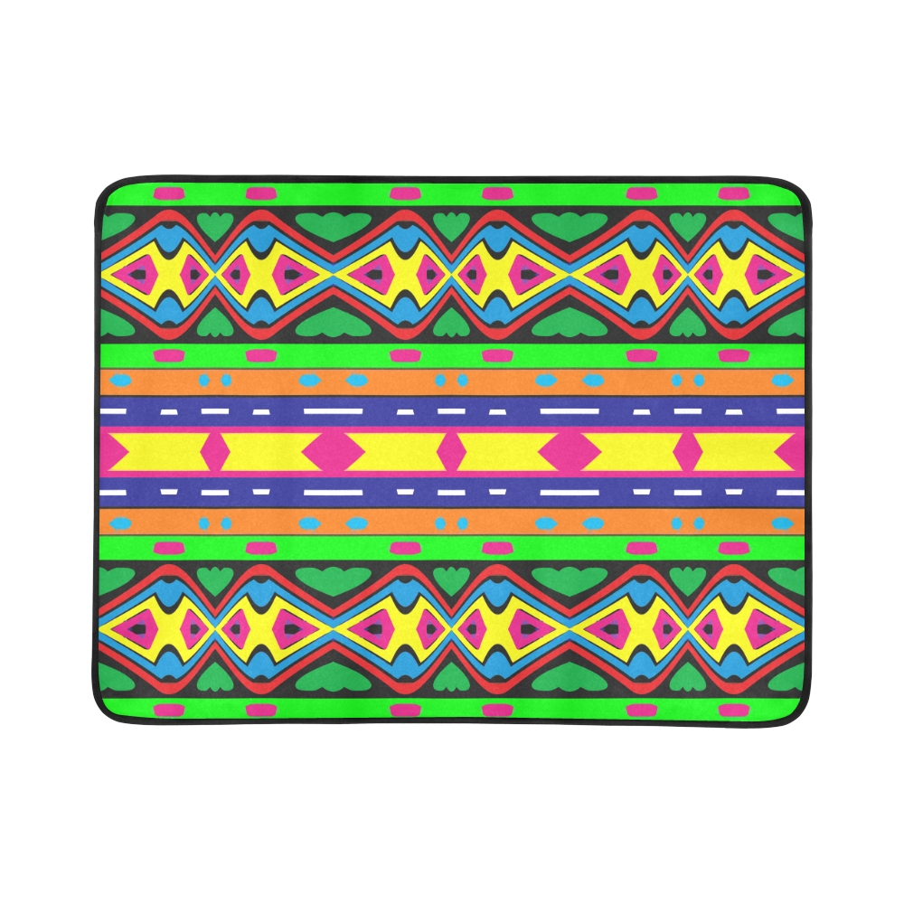 Distorted colorful shapes and stripes Beach Mat 78"x 60"