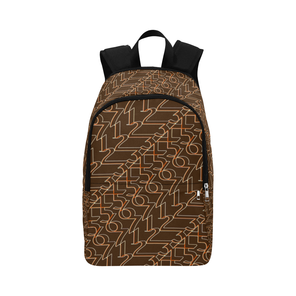 NUMBERS Collection 1234567 Chocolate/Orange Fabric Backpack for Adult (Model 1659)